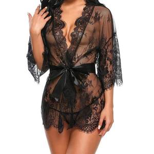 Lingerie grande taille pour femmes rondes, ensemble de vêtements de nuit 2 pièces avec dentelle, <span class=keywords><strong>robe</strong></span> de chambre sexy, ensembles de lingerie pour femmes - Product Image 4