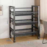 Chariot de rangement multifonctionnel en métal ABS avec roulettes Support pour snacks et four à micro-ondes sur pied pour chambre à coucher et cuisine