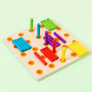 Juguete Sensorial Montessori para Niños Pequeños, Tarjetas con Patrones de Bandas Coloridas, Juego de Aprendizaje Preescolar, Geoboard de Madera, Tablero de Clavijas para Gráficos - Product Image 6