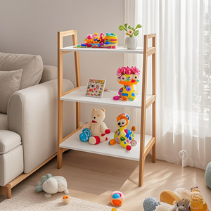 מדף אחסון עץ רב קומות עבור סלון מטבח ביתי מרפסת ריהוט סלון - Product Image 3