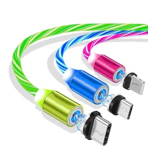 Cables magnéticos de carga USB para teléfono móvil, Cable de carga de luz LED 3 en 1, 360 grados, Lm5B, 3 en 1, venta al por mayor, fabricado en China