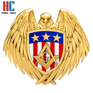 Badge commémoratif moderne personnalisé en alliage de zinc plaqué or, motif Aigle Maçonnique, pour le soutien des Vétérans, des Francs-Maçons du Kentucky, de fabrication usine avec 20 ans d'expérience - Product Image 5