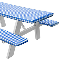 Couverture de Table de pique-nique imperméable à carreaux d'usine avec couvertures de banc 3 pièces couvertures de nappe ajustée UV