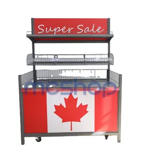 Supermarket Sreel Powder Coated Advertising Display Shelf Promotion Bargain Table