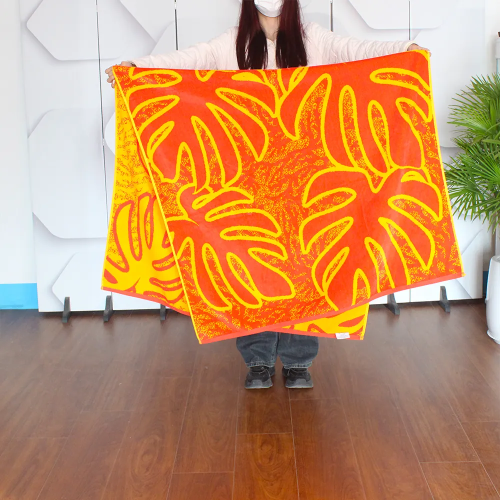 100% cotton beach towels velour custom design reactive printed large over sized jacquard logo beach towel