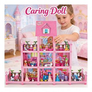 Indoor Pretend <b>Play</b> Villa Houses With Bedroom <b>Kitchen</b> Bathroom Furniture Gift for Kids Girls Boys - Product Image 2
