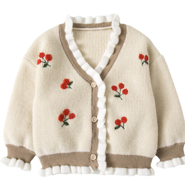 PHB 10444 Вишневый Дизайн, Детский свитер ручной работы для маленьких девочек