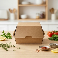 Boîte à hamburger jetable en papier avec couvercle à charnière, design coquille, pour la livraison de hamburgers, logo personnalisé