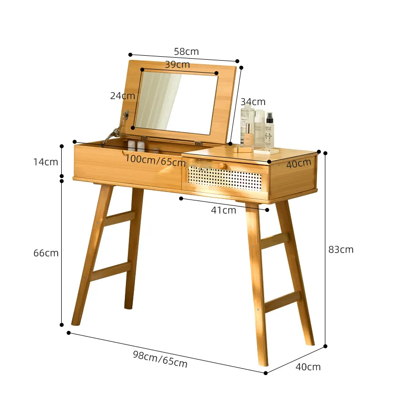 Diskon Besar Meja Rias Sudut Bambu Meja Rias Meja Rias dengan Cermin dan Laci Perabot Kamar Tidur