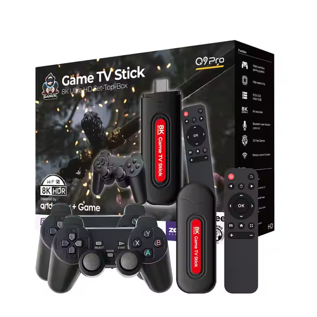 Q9 Pro Game TV Stick With 2.4G Wireless Controller Support Android Windows Smart TV 36000+ Free Games BT 64GB WIFI 4K Video