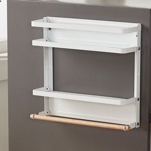 Organizador de almacenamiento de acero de 2 niveles montado en la pared, estante magnético para especias para cocina y nevera, diseño que ahorra espacio, Material de Metal duradero - Product Image 2