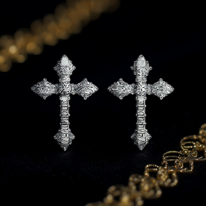 Pendientes de Cruz Vsmundce, Plata 925, Cristal, Engaste de Cristales de Imitación, Joyería Religiosa Cristiana Unisex - Product Image 2