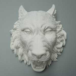 Sculpture murale en résine tête de loup blanc pour la décoration de la maison - Product Image 3