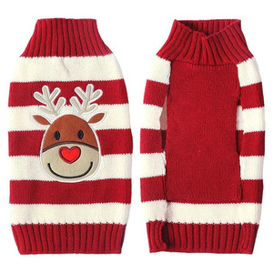 Pull rayé rouge pour chiens et chats, vêtements chauds d'automne et d'hiver, vêtements pour animaux de compagnie Teddy Maltese - Product Image 4