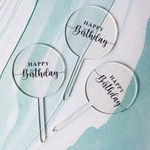 Décoration de gâteau transparente en acrylique « Honey And Sweetness », Joyeux Anniversaire, imprimée UV, fournitures pour fête d'anniversaire - Product Image 1