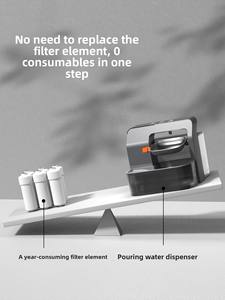 Distributeur d'eau pour <span class=keywords><strong>chat</strong></span> de type verseur écologique distributeur d'eau automatique en plastique non électrique pour animaux de compagnie chiens sépare l'eau propre et sale - Product Image 4