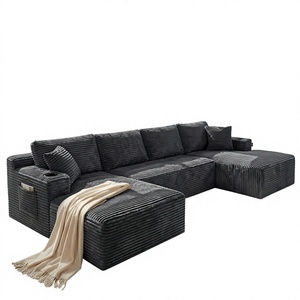 Sofá Modular en Forma de U Extra Grande, Sofá Seccional con Asientos Profundos, Tapizado en Tela de Pana, con Espuma Viscoelástica, <span class=keywords><strong>para</strong></span> Sala de Estar Moderna - Product Image 1