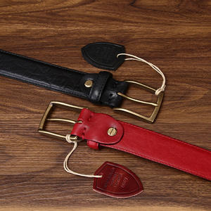 Cinturón de Cuero de Textura Gruesa Vintage para Hombre, Cinturón de Cuero Vacuno Genuino con Hebilla de Cobre, Cinturones de Primera Calidad para Jeans de Hombre - Product Image 4