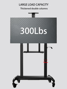 Support de télévision mobile de haute qualité sur roues avec <span class=keywords><strong>table</strong></span> de rangement hauteur réglable 1520mm-1850mm chariot de télévision à ascenseur électrique - Product Image 2