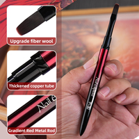 Ensemble de pinceaux à ongles professionnels Huadie Luxury 13 pièces, manche en métal noir et rouge dégradé, multifonctionnels, pour la peinture au gel UV