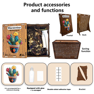 Wacocetoy <b>Cactus</b> Wooden Puzzle 2.5MM DIY Assembly <b>Toy</b> For Adults Flat Puzzle - Product Image 5