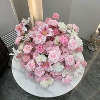Boule de fleurs artificielles pour mariage, centre de table en mousse florale avec fleurs en soie - Décoration artisanale écologique pour intérieur/extérieur
