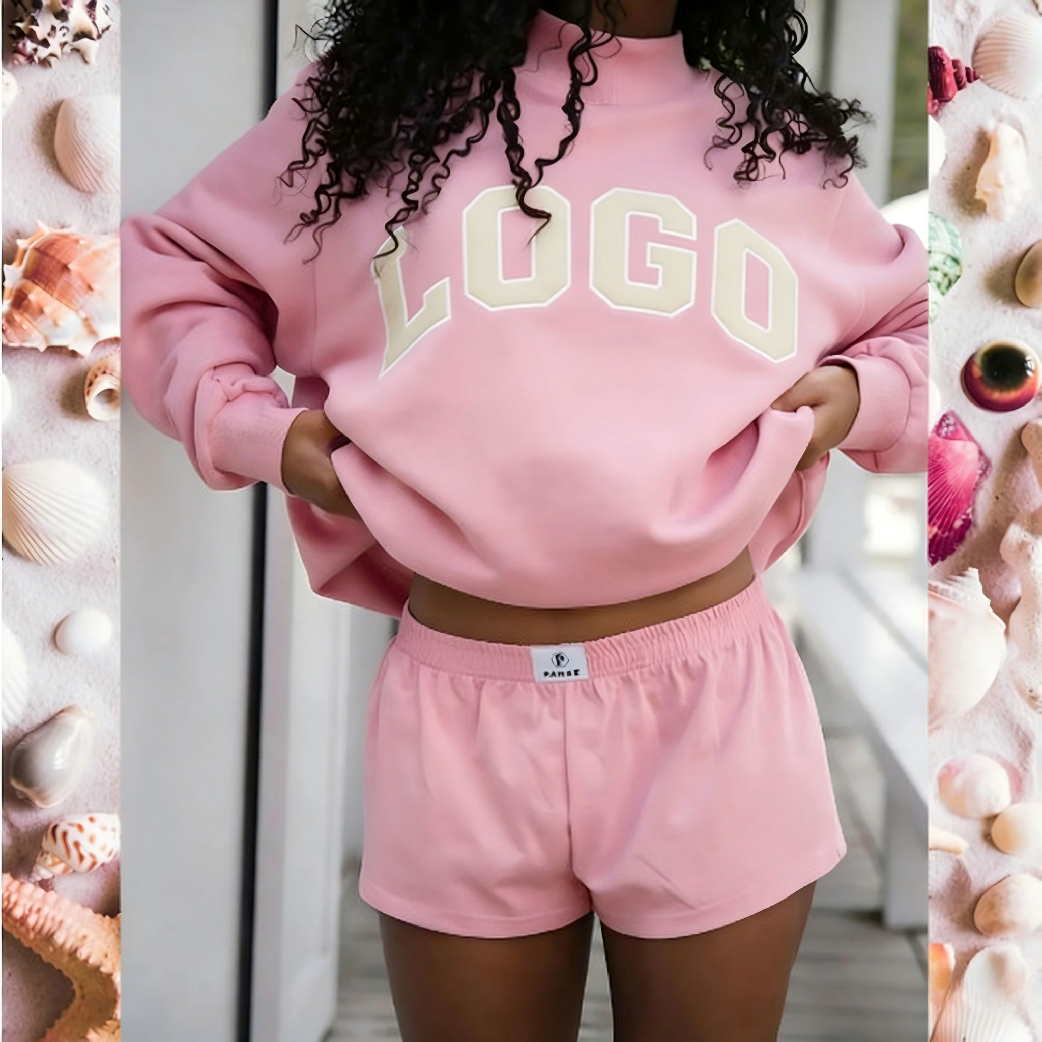 Pink with yellow text