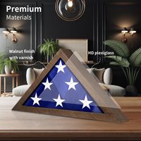 Vitrine triangulaire pliable en bois de noyer avec verre trempé, boîte à ombre murale