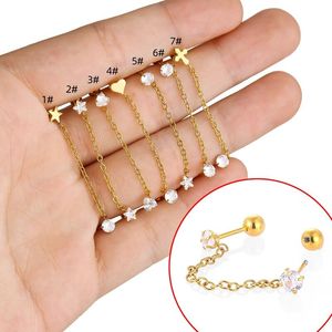 <span class=keywords><strong>Orecchini</strong></span> a perno doppio in acciaio inossidabile 316L YW con zirconi a forma di stella e cuore <span class=keywords><strong>per</strong></span> <span class=keywords><strong>piercing</strong></span> alla cartilagine, elice, <span class=keywords><strong>trago</strong></span> - Gioielli <span class=keywords><strong>per</strong></span> il corpo - Product Image 4