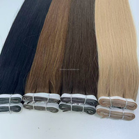 Extensions de cheveux humains vierges Remy chinois de luxe en gros, tissage long injecté, tissage invisible en PU, tissage teint