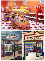 Parque Infantil Interior Temático, Ciudad de Juegos, Estación de Bomberos, Cocina, Supermercado, Muebles de Juego de Imitación, Casa de Juego Suave