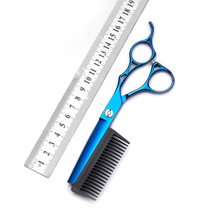 Hairdressing Scissors Set Blue Thinning Shears Professional Hair Styling Tools Metal Durable Flat Shears For Barbers And Salons - Product Image 3