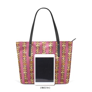 New Arrival Custom Pu Leather Large Capacity Shoulder Bag Puakenikeni Hawaiian Flower <b>Lei</b> Women Bag Print Handbag - Product Image 3