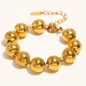 Dingran Stainless Steel <strong>Bracelet</strong> Trendy Design Tarnish Free 18K Gold Plated <strong>Large</strong> <strong>Beads</strong> <strong>Bracelets</strong> - Product Image 4