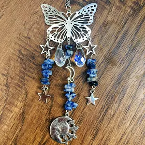 Personalizzazione Crystal Butterfly Sun and Moon Suncatcher Window Car Hanging Charm Accessory Decoration
