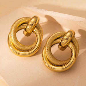 ट्रेंडी उन्नत गहने 18k pvd गोल्ड प्लेटेड ज्यामितीय मल्टीपल सर्कल स्टेनलेस स्टील ड्रॉप इयररिंग सेट - Product Image 6