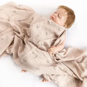 Hedgehog muster 100% baumwolle musselin baby nach druck swaddle decke