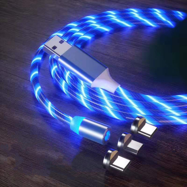 3 in 1 Led Magnetic Charging Cable Micro Type C Usb Cable Charger All in One Magnet Data Cables