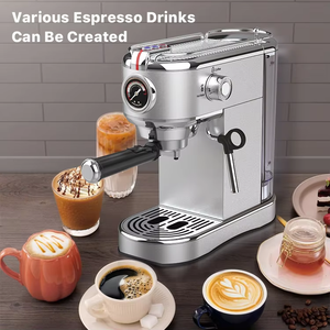 Cafetière expresso professionnelle <span class=keywords><strong>avec</strong></span> <span class=keywords><strong>mousseur</strong></span> à <span class=keywords><strong>lait</strong></span> Machine à café compacte à vapeur ruban en acier inoxydable électrique - Product Image 1