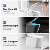 Toilette intelligente automatique de luxe monobloc avec ouverture automatique du couvercle, chasse d'eau par capteur au pied et désodorisation