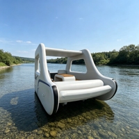 Bateau ponton gonflable de luxe en promotion usine, yacht de loisirs avec moteur électrique, maison flottante gonflable