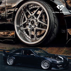 Cerchi in Lega Forgiati Personalizzati a 2 o 3 Pezzi con Bordo Cromato per Type 03, Compatibili con 350Z, G35, Supra, RX7, NISSAN SILVIA S15 - Product Image 1
