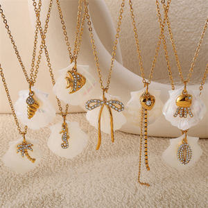 Verano Acero inoxidable chapado en oro océano serie Animal joyería DIY Concha tortuga pulpo blanco <span class=keywords><strong>Shell</strong></span> colgante collar - Product Image 3