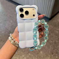 Coque de téléphone INS style coréen Macaron 3D Cloud Puffer en TPU pour iPhone 18 17 16 15 Pro Max avec cordon perlé antichoc