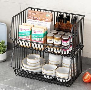 Paniers de rangement rotatifs support empilable panier en métal organisateur de cuisine étagère de rangement Cube fruits légumes organisateur chariot chariot - Product Image 4