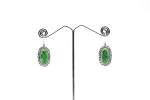Pendientes Colgantes Vintage de Cobre Verde con Turquesa, Hechos a Mano, Plata de Ley 925, Elegantes, para Mujer, Regalo de Boda, Venta al por Mayor, Exportación - Product Image 4