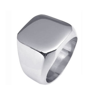 Custom Polished Stainless Steel Band <strong>Biker</strong> Men's Signet <strong>Ring</strong>, Color Silver,Free Custom logo Plain signet <strong>ring</strong> - Product Image 1