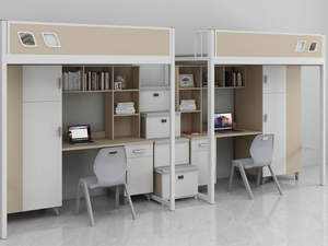 Cama Beliche de Madeira e Metal para Estudantes com Escrivaninha e Estante para Apartamento Escolar/Dormitório - Product Image 4