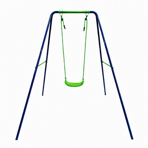 Columpio Individual con Estructura Metálica para Niños, Asiento para Patio Interior y Exterior, Jardín, Parque - Product Image 1