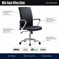 ALINUNU Prix de gros Chaise de bureau personnalisée à dossier moyen pour bureau à domicile en cuir PU pivotante à 360 degrés